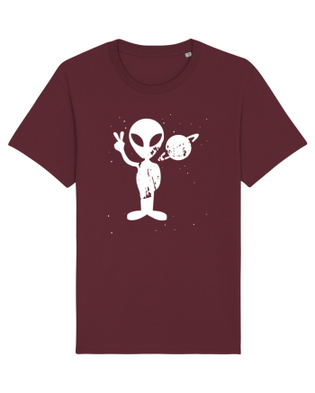 Vintage 1970s Tie Dye Groovy Alien Peace Burgundy