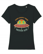 Vintage Alien UFO You Cant Trip With Us Tricou mânecă scurtă guler larg fitted Damă Expresser