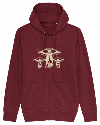 Vintage Dinosaur Alien Abduction Burgundy