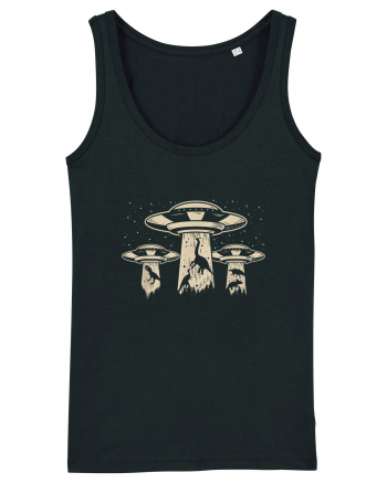 Vintage Dinosaur Alien Abduction Black