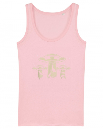 Vintage Dinosaur Alien Abduction Cotton Pink