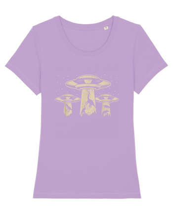 Vintage Dinosaur Alien Abduction Lavender Dawn