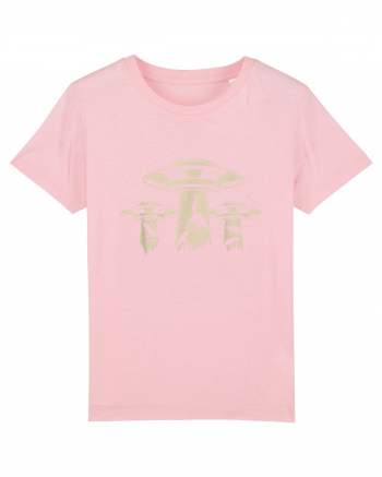 Vintage Dinosaur Alien Abduction Cotton Pink