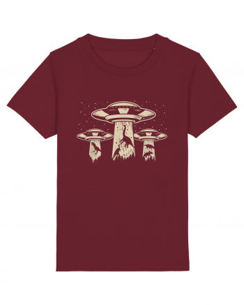 Vintage Dinosaur Alien Abduction Burgundy