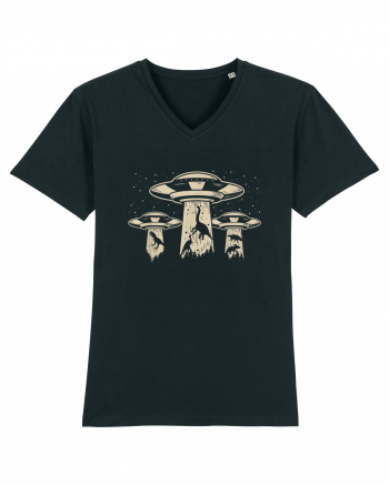 Vintage Dinosaur Alien Abduction Black