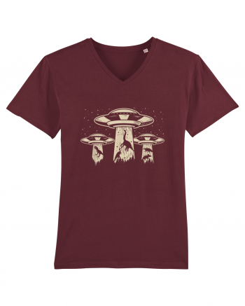 Vintage Dinosaur Alien Abduction Burgundy