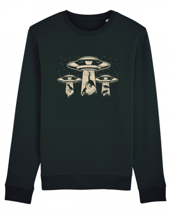 Vintage Dinosaur Alien Abduction Black