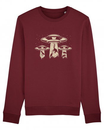 Vintage Dinosaur Alien Abduction Burgundy