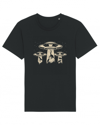 Vintage Dinosaur Alien Abduction Black