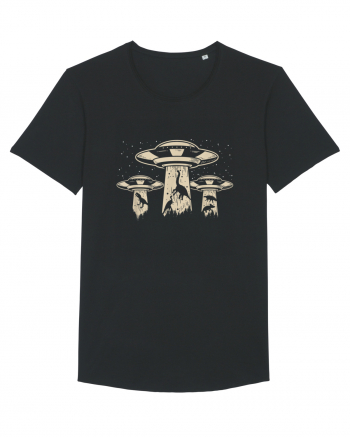 Vintage Dinosaur Alien Abduction Black