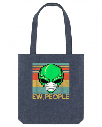 Vintage Ew People Alien Head Wearing Face Mask Midnight Blue