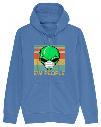 Vintage Ew People Alien Head Wearing Face Mask Bright Blue