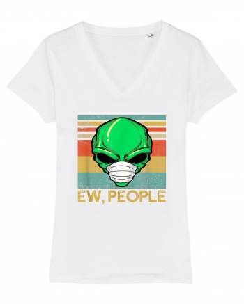 Vintage Ew People Alien Head Wearing Face Mask White