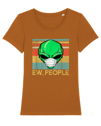 Vintage Ew People Alien Head Wearing Face Mask Roasted Orange