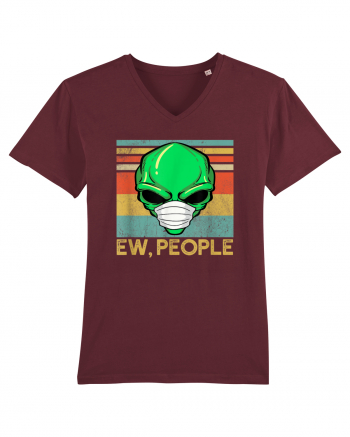 Vintage Ew People Alien Head Wearing Face Mask Burgundy