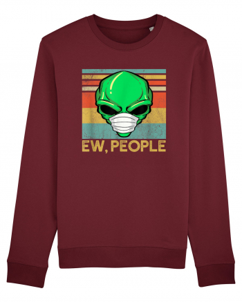 Vintage Ew People Alien Head Wearing Face Mask Burgundy