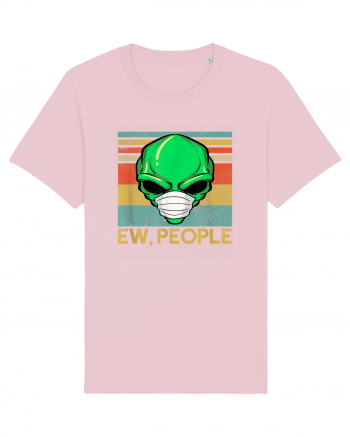 Vintage Ew People Alien Head Wearing Face Mask Cotton Pink