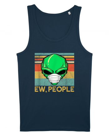 Vintage Ew People Alien Head Wearing Face Mask Navy