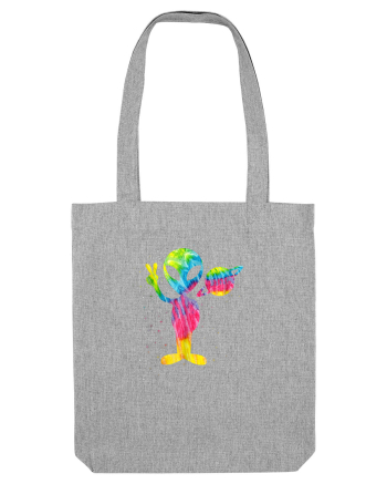 Vintage Retro 1970s Tie Dye Groovy Alien Peace Heather Grey