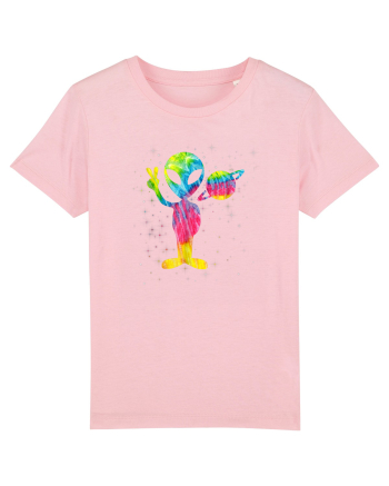 Vintage Retro 1970s Tie Dye Groovy Alien Peace Cotton Pink