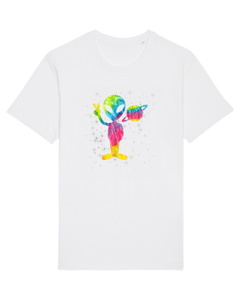 Vintage Retro 1970s Tie Dye Groovy Alien Peace White