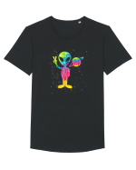 Vintage Retro 1970s Tie Dye Groovy Alien Peace Tricou mânecă scurtă guler larg Bărbat Skater