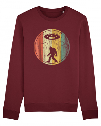 Vintage Retro Classic Bigfoot Sasquatch Alien UFO Burgundy