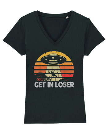 Vintage Retro Get In Loser Alien Black