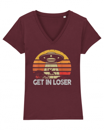 Vintage Retro Get In Loser Alien Burgundy