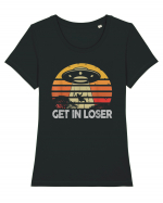 Vintage Retro Get In Loser Alien Tricou mânecă scurtă guler larg fitted Damă Expresser