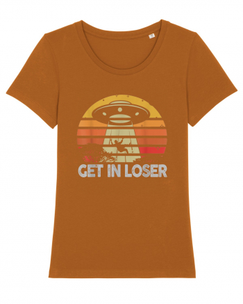 Vintage Retro Get In Loser Alien Roasted Orange