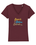 Soare Mare Nisip Tricou mânecă scurtă guler V Damă Evoker
