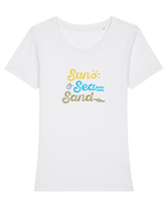 Soare Mare Nisip Tricou mânecă scurtă guler larg fitted Damă Expresser