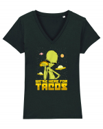 Were Here For Tacos Space Alien Tricou mânecă scurtă guler V Damă Evoker