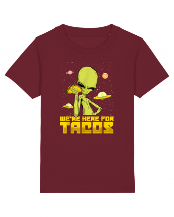 Were Here For Tacos Space Alien Burgundy