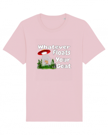 Whatever Floats Your Goat UFO Spaceship Alien Abduction Cotton Pink