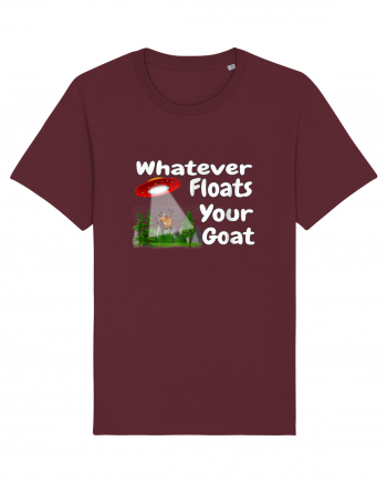 Whatever Floats Your Goat UFO Spaceship Alien Abduction Burgundy