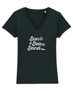 Soare Mare Nisip Tricou mânecă scurtă guler V Damă Evoker