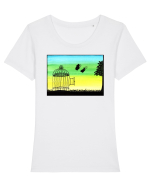 Butterflies escaping Tricou mânecă scurtă guler larg fitted Damă Expresser