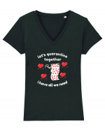 Hai sa ne autoizolam de Ziua Indragostitilor.Am tot ce ne trebuie Tricou mânecă scurtă guler V Damă Evoker