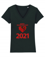 Ziua Indragostitilor 2021!inima de trandafiri Tricou mânecă scurtă guler V Damă Evoker