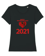 Ziua Indragostitilor 2021!inima de trandafiri Tricou mânecă scurtă guler larg fitted Damă Expresser