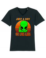 Just A Boy Who Loves Aliens Tricou mânecă scurtă guler V Bărbat Presenter