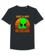 Just A Boy Who Loves Aliens Tricou mânecă scurtă guler larg Bărbat Skater
