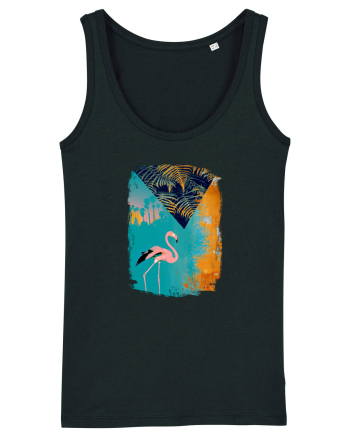 Atmosferă Tropicală cu Flamingo roz Black