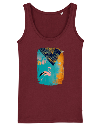 Atmosferă Tropicală cu Flamingo roz Burgundy