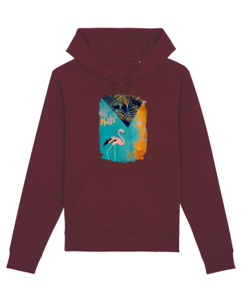Atmosferă Tropicală cu Flamingo roz Burgundy