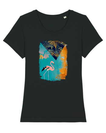 Atmosferă Tropicală cu Flamingo roz Black