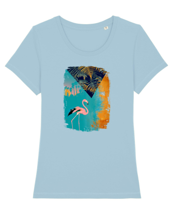 Atmosferă Tropicală cu Flamingo roz Sky Blue