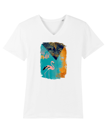 Atmosferă Tropicală cu Flamingo roz White